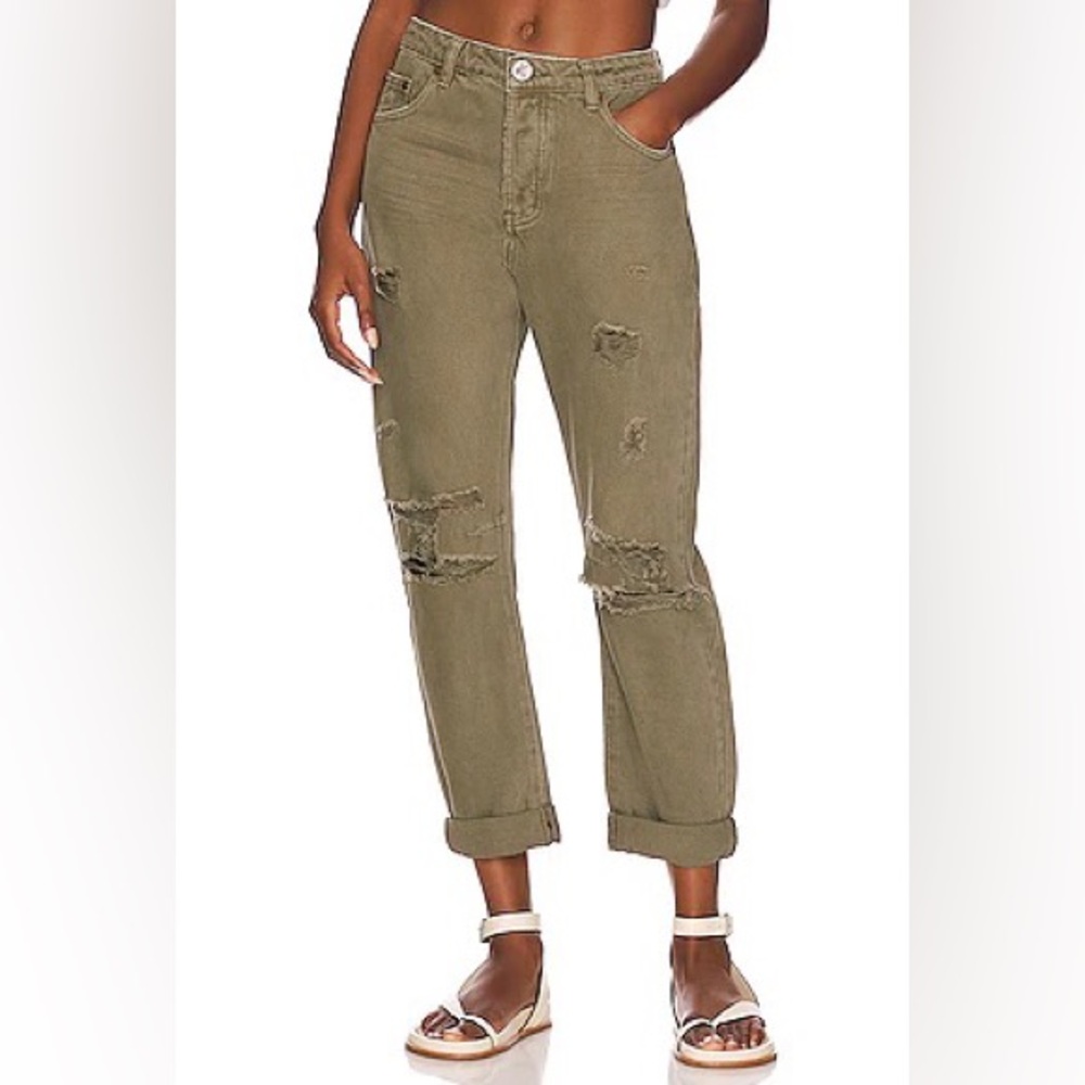 One‎ Teaspoon Messed Up Saints Boyfriend Pant in Military Khaki size 24